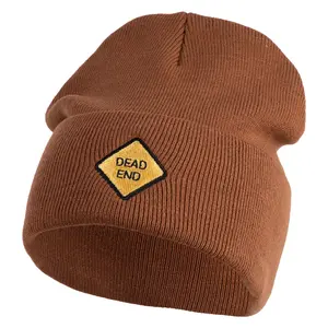 Dead End Sign Embroidered 12 Inch Cuff Long Beanie