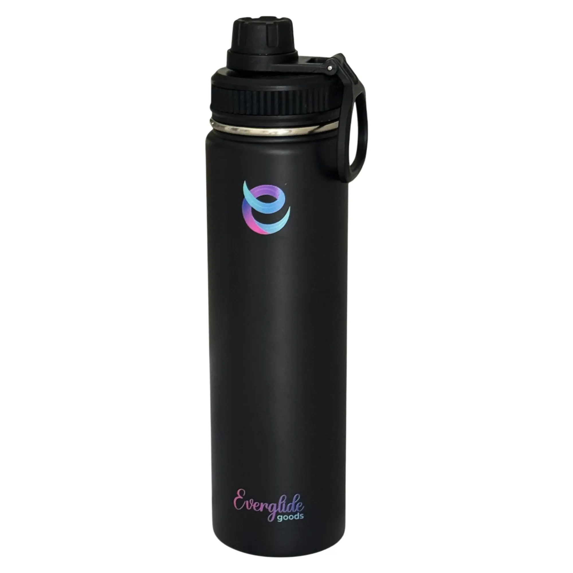 EverGlide Goods 24oz Stainless Steel Water Bottle with 2 Lids (Straw + Spout) Vacuum Insulated Leak-Proof Wide Mouth Keeps Drinks Hot Cold for 24H Perfect for Gym Sports Travel Outdoors Eco-Friendly BPA Free Reusable