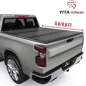 [Fits 2019-2026 Chevrolet Silverado & GMC Sierra 1500] 5.8/6.6 Ft Bed, Low-Profile Hard Tri-Fold Truck Bed Tonneau Cover