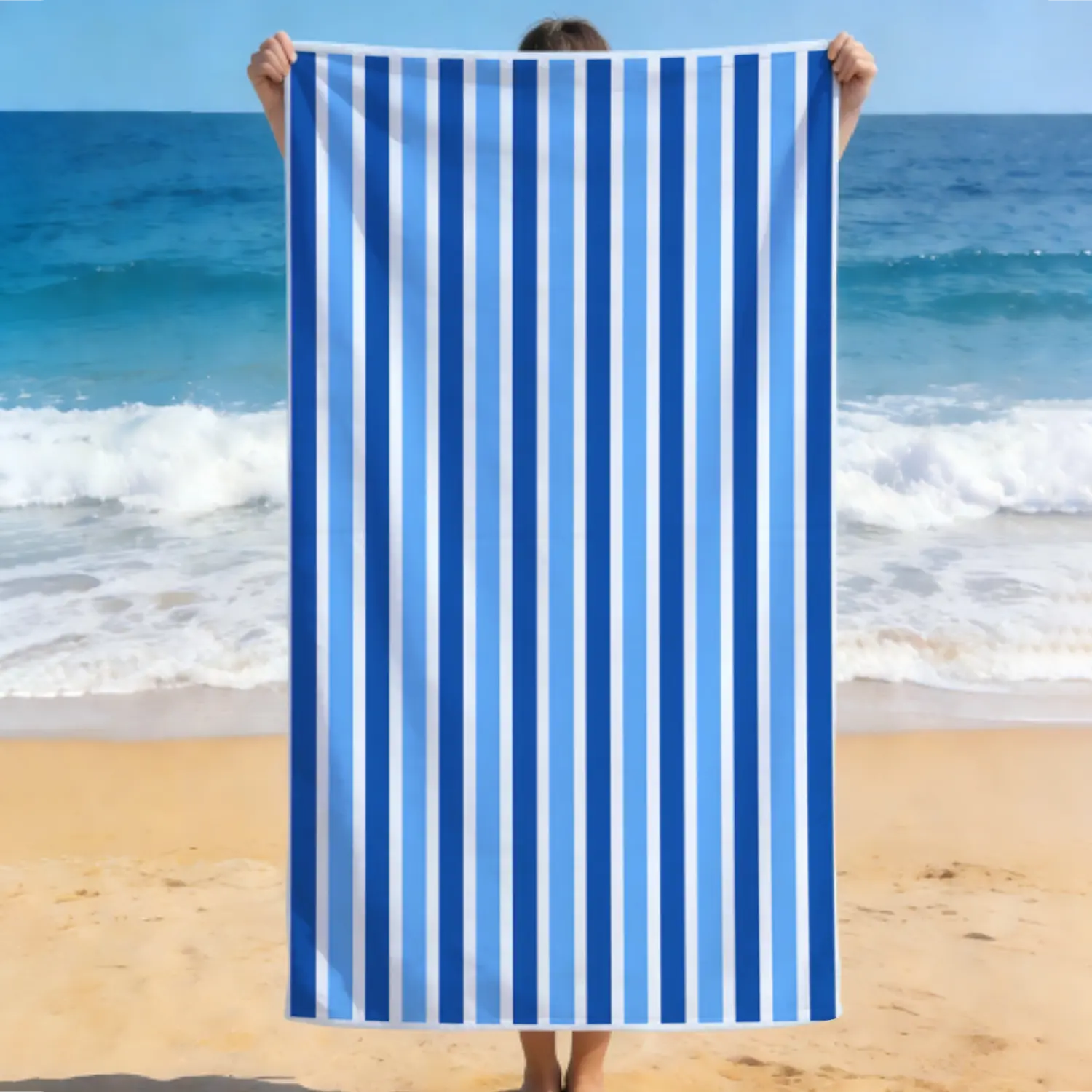 Unisex Thick Striped Cotton Oversized Microfiber Bath Towel - Quick Dry, Absorbent, Swimming Pool Wrap, Large for Home Bathroom Use, Microfiber Bath Towels, Stripes