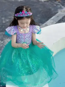 Girl's Colorblock Faux Pearl Decor Contrast Sequin Fit and Flare Dress, Elegant Cap Sleeve Zipper Back Party Dress for Wedding Guest, Kids Clothes for All Seasons