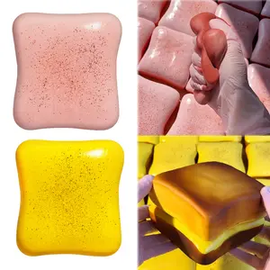 Bread Butter Squishy, Slow Rising Squishy, Stress Balls, Stress Relief & Fidget for ADHD, Party Favor Gift (Yellow/Pink)