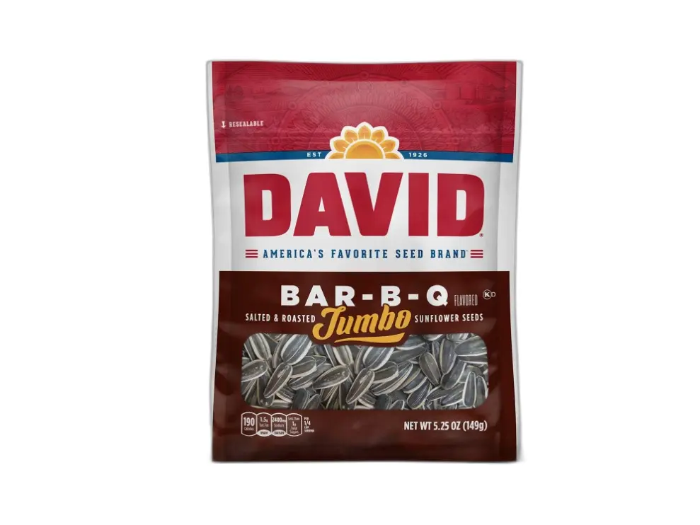 DAVID Seeds Roasted & Salted Bar-B-Q Jumbo Sunflower Seeds, Keto Friendly, 5.25 oz