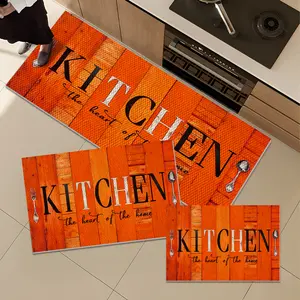 1/2/3PCS Retro Farmhouse Kitchen Rugs,3D Pineapple Texture Non-Slip Wear-Resistant Floor Mat, Machine Washable, Suitable For Kitchen, Dining Room, Bedroom, Living Room, Entrance, Bathroom Entrance, Laundry Room(Orange Color)