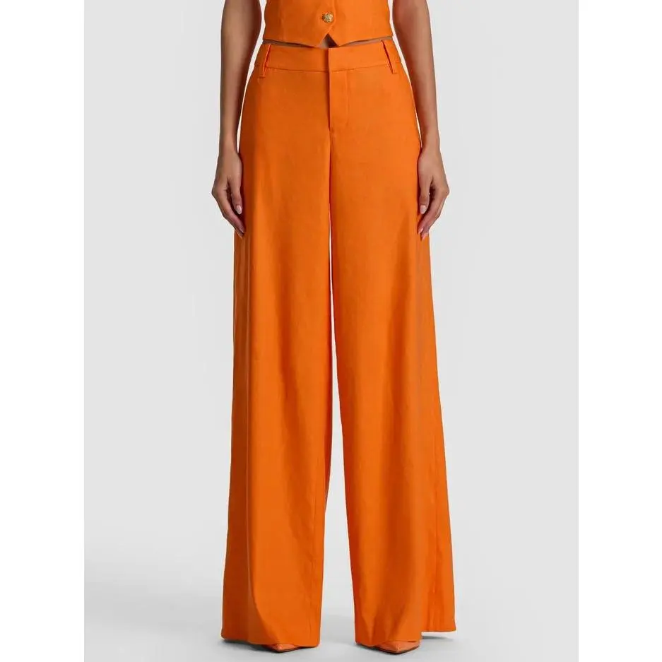 Alice + Olivia Stu Linen Baggy Pants in Orange
