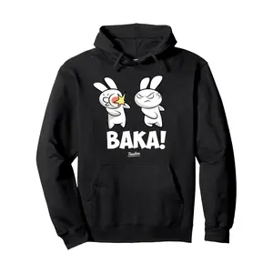 Men's Hoodies  Casual Cotton Blend Hoodie with Baka Print - Digital Heat Transfer, Knit Fabric, Slight Stretch, Regular Fit, Hooded Collar, Pullover Style, with Pocket, for Spring/Fall