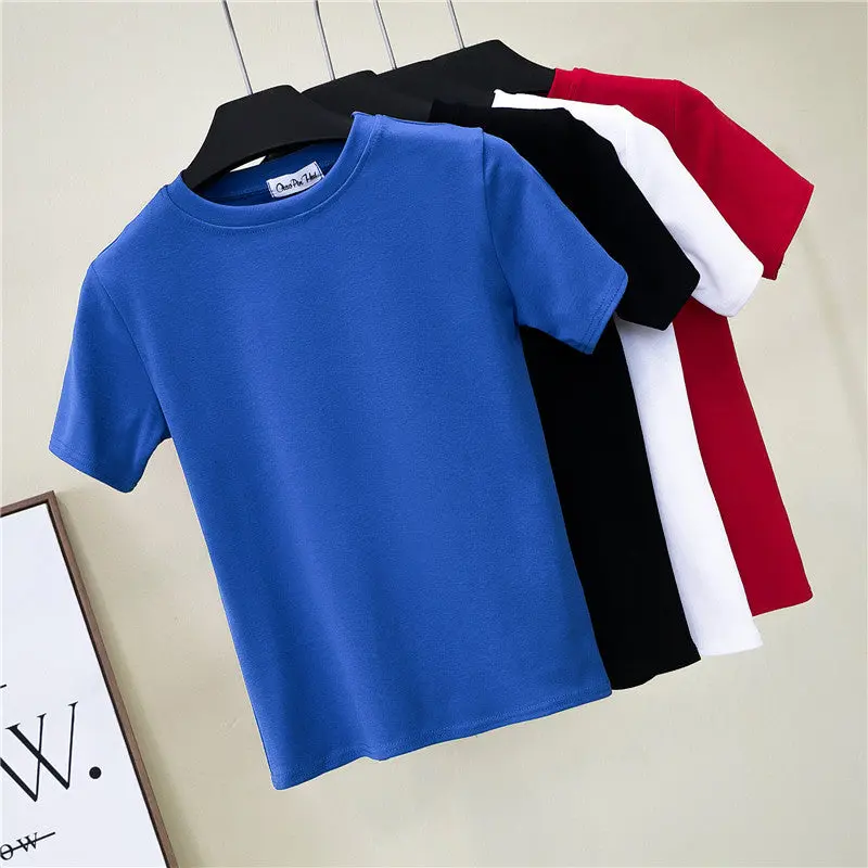 Men's Plain Slim-Fitting Round Neck Short-Sleeved T-Shirt