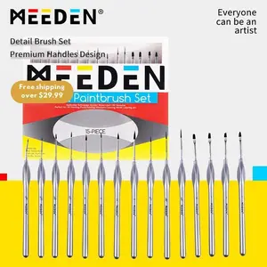 MEEDEN Miniature Paint Brush Set, 15 Tiny Professional Fine Tip Detail Paint Brushes for Acrylic Watercolor Oil Painting- Model Face Nail Craft