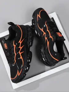 Men's Sporty Colorblock Athletic Sneakers, Breathable Mesh Upper & PU Material Sole, Trendy Casual Shoes for All Seasons