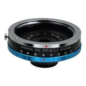 Fotodiox EOS-C-Pro-Iris-Dclk Compact Pro Lens Adapter - Canon EOS DSLR Lens to C-Mount Cine & CCTV Camera Body, Built-in De-Clicked Aperture Iris