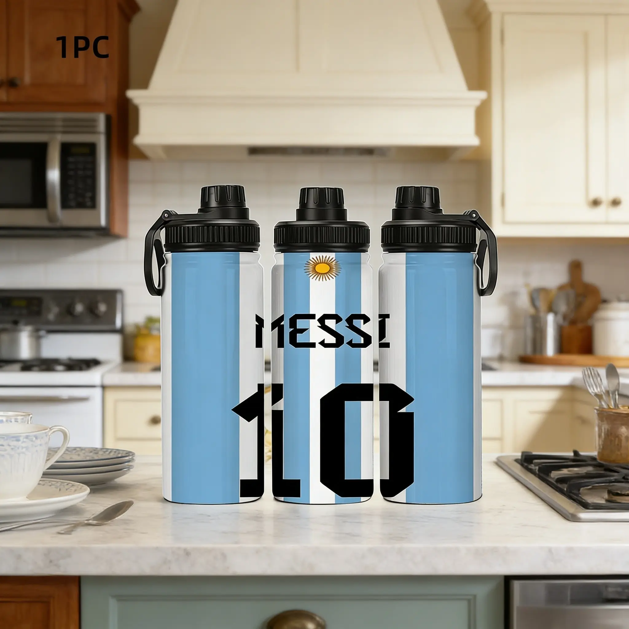 1pc 20oz Stainless Steel Insulated Mug - Love at First Sight! Messi #10 Flag Colors/Blue and White Symbolism - Portable Sports Mug - Suitable for Outdoor, Sports, and Indoor Use - Personalized Birthday/Holiday Gift - Insulated Stainless Steel Tumbler