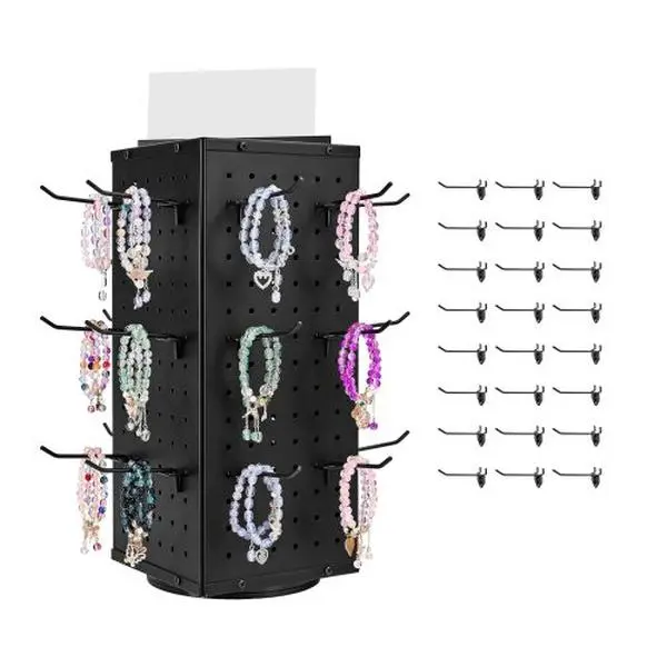Freestanding Pegboard Display Stand - Floor-Mounted Pegboard Panels Rack, Versatile Home Organizer & Merchandise Holder for Retail Stores, Craft Fairs, Home Workshops