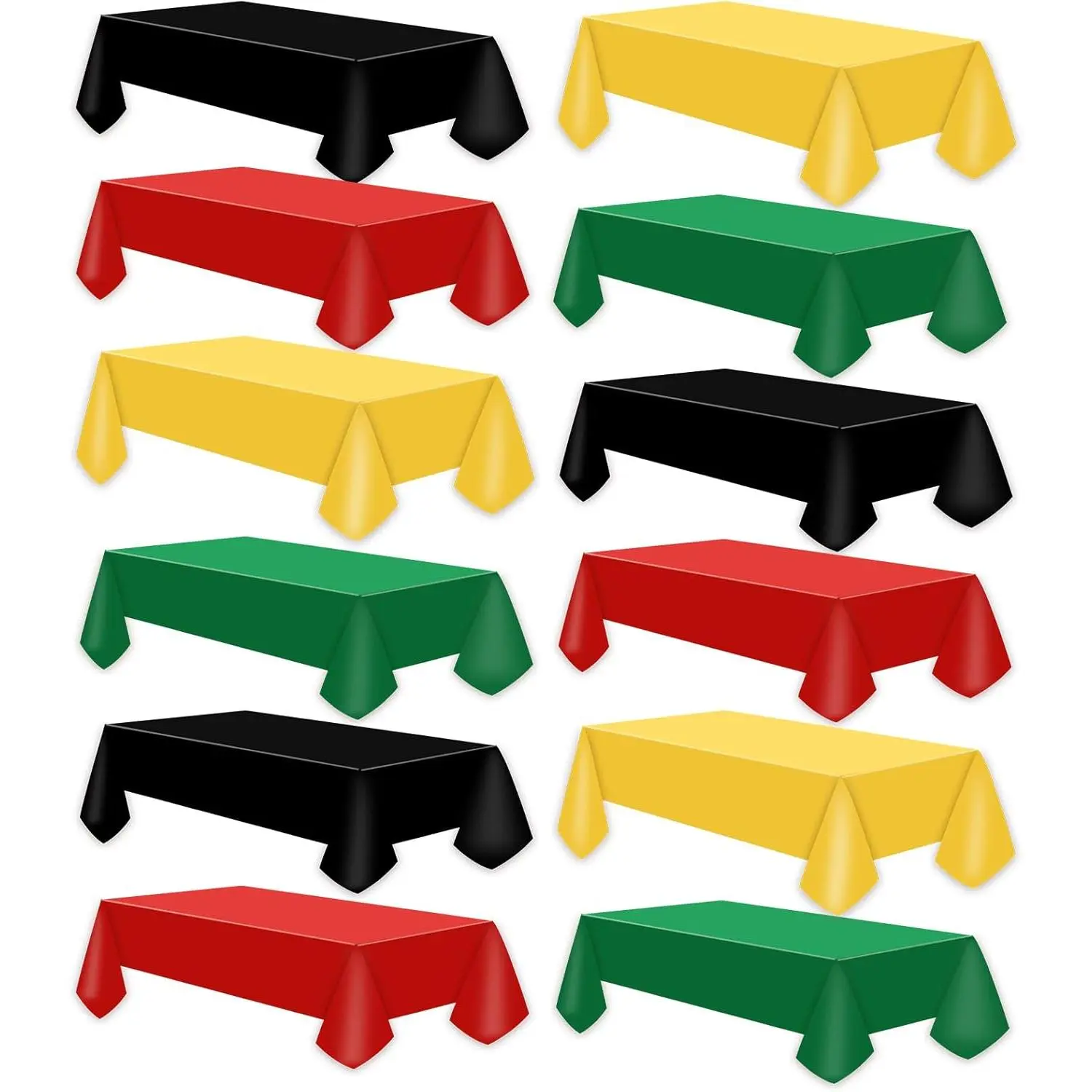 12 count Plastic Tablecloths Disposable Rectangle Table Cover 54 x 108 Inch  Table Covers for Black History Month Juneteenth   Festival Party Decorations
