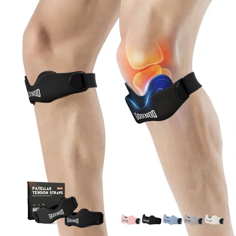GOUNOD Unisex Adjustable Upgraded Wraparound Patellar Belt - Double-Knot Knee Sleeve with Double Silicone Pads, 75° Textured Interior for Pressure Cushioning, Enhanced Support, Hand Wash, Climbing Stairs, Hiking (2026 Gift)