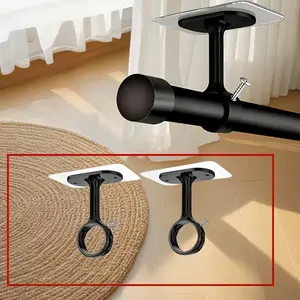 Self-Adhesive Adjustable Curtain Hooks, No Drill Ceiling Rod Bracket Hangers, Multifunctional Version for Closet & Bedroom