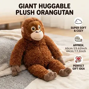 60cm/44cm Realistic Gorilla Plush Toy, Gibbon Plush, Yungas-Kug Monkey Plush, Gibbon Plush Pillow—Cute Gorilla Plush Toy, Fun and Creative Monkey Pillow, Children's Sleep Companion, Comfort Doll, Birthday Gift