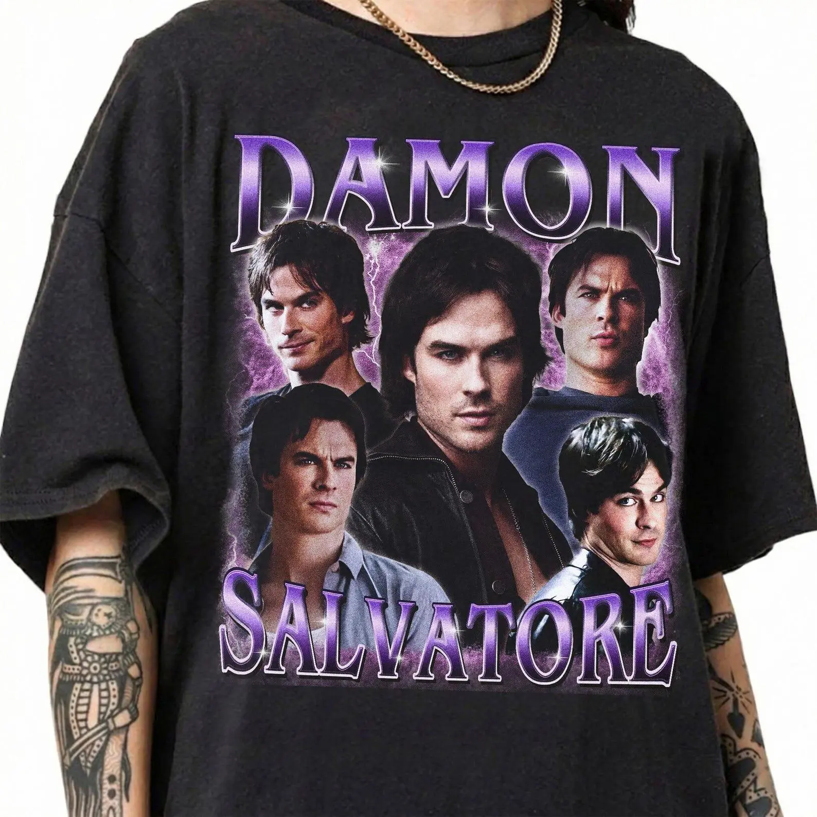 Vintage Damon Salvatore T-Shirt, Ian Somerhalder Vampire Tee, The Vampire Diaries Graphic Shirt, Mystic Falls TV Merch, TV Show Fan Gift