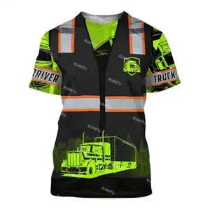 2025 Truck Driver Cargo Men'S T Shirt For Men Summer 3D Print Short-Sleeved T-Shirt Women Clothing Oversized Camiseta Work Streetwear