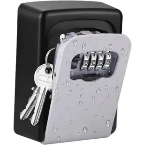 (R) Key Lock Box, 4 Digit Combination Key Storage Lockbox,  Wall Mount Key Safe Box for Indoor, Outdoor, Home, Hotels, Airbnb and Schools Grey