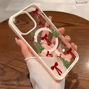 Premium Magnetic Phone Cases for iPhone11/12/13/14/15/16//17/Air/promax/PlusChristmas Tree Red Bow y2k cased MagSafe Ready, Anti-Fall, Springtok and Ultra-Thin Design | Perfect for Everyday Use Protector Screen Protector Aesthetic Resistance