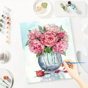 Creative Flowers Paint By Number Kits for Adults Beginners, Easy Acrylic Simple Paint By Number Kits, DlY Watercolor Paint By Numbers Kits on Canvas Without Frame for Home Wall Decor Home Decoration 16x20inch