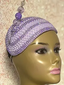 Lavender Beaded Hat for Church, Wedding, Mother of the Bride, Head Covering, 10X7 Inches, Suitable for Tea Parties and Special Occasions