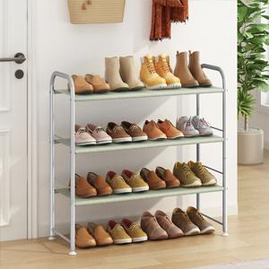 3-Tier Shoe Rack for Closet & Entryway Sturdy Metal Organizer with Adjustable Feet Black/Bronze Finish Holds Up to 12 Pairs Space-Saving Storage Shelf 43W x 31D x 5.5H Durable Design Multifunctional Heightened Bottom