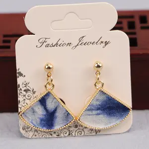 Chinese Intangible Cultural Heritage Yunnan Ethnic Style Plants Tie-dye Handmade Fabric Earrings Earrings