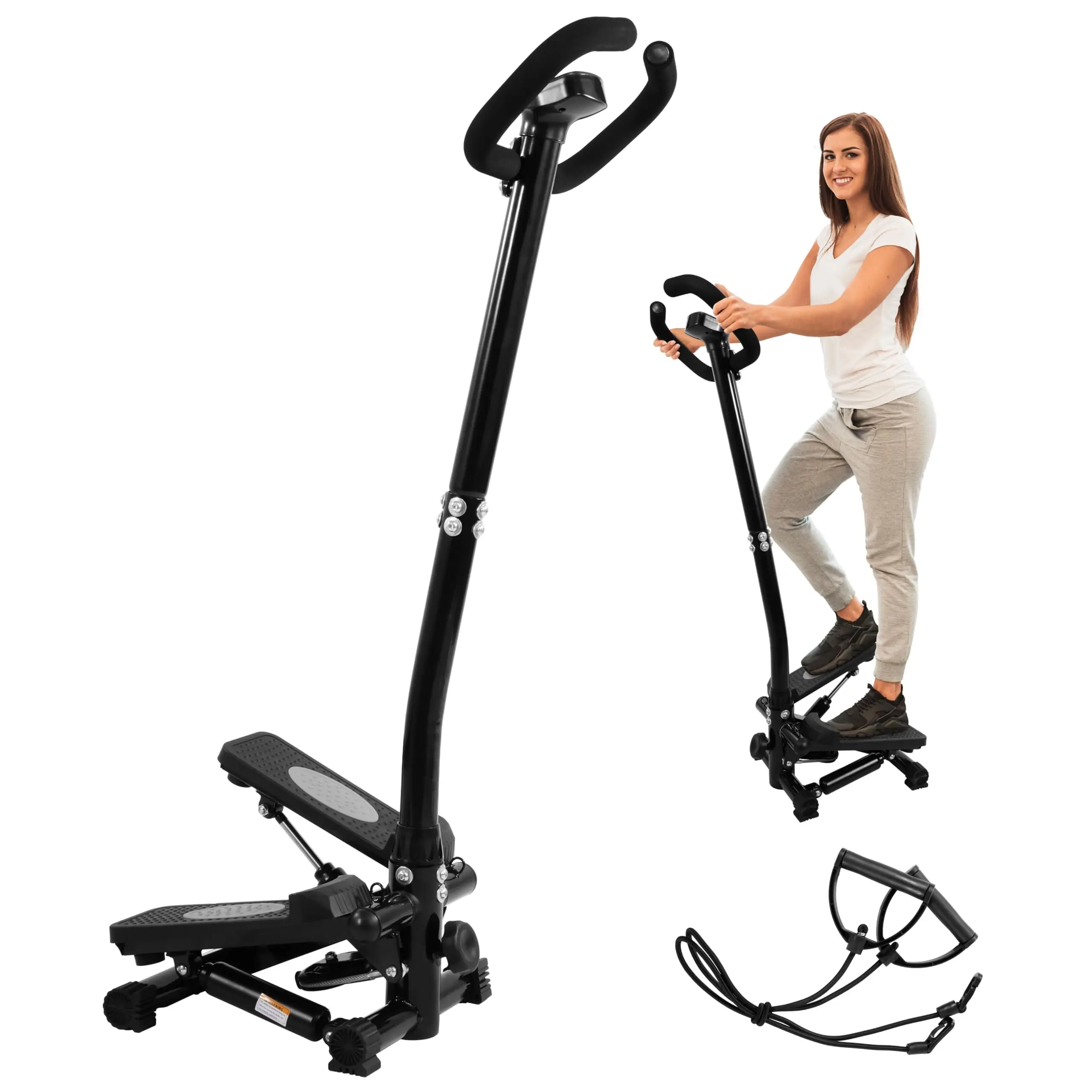Adjustable Mini Stepper Stair Stepper Stepping Machine with Resistance Bands,With Handle