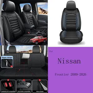 5-Seat Car Covers with Pickup Seat Cushion, Seat Protectors Cushion, Truck Cushion Protector for Nissan Frontier 2009-2026, Premium PU Leather Material, Faux Leather Finish Set