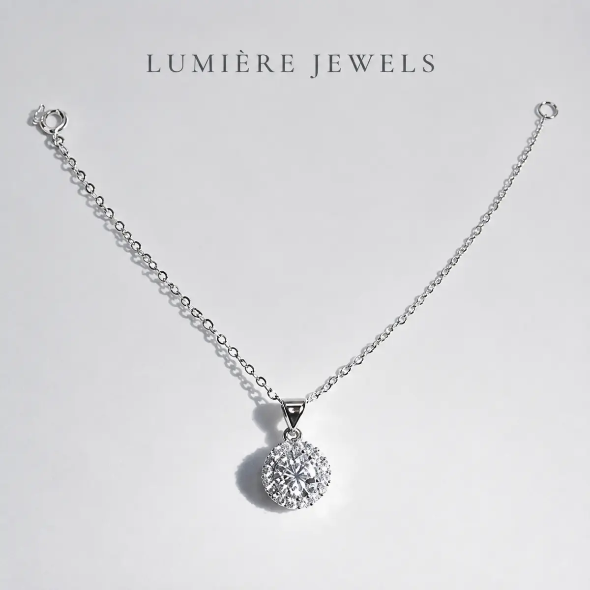 Round Halo Cluster Moissanite Pendant Necklace for Women, 925 Sterling Silver Full Paved Sparkling Round Disc Pendant Chain, Luxury Bridal Wedding Daily Jewelry Gift For Her