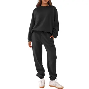 ANRABESS Women's Two Piece Outfits Sweatsuit Lounge Set Long Sleeve Crewneck Sweatshirt Jogger Pants Tracksuit 2025 Fall Sets