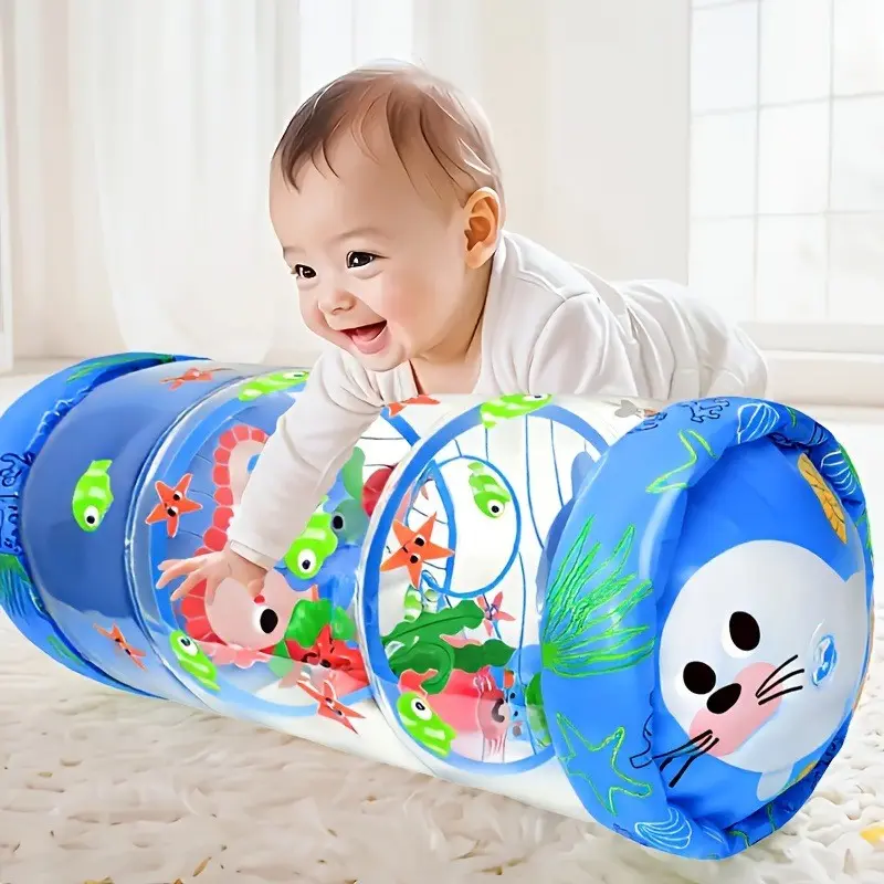 Inflatable Rollers for Babies, Infant Walker Toy, Blue Ocean Animal Design, Essential Baby Gift, Promotes Hand-Foot Coordination
