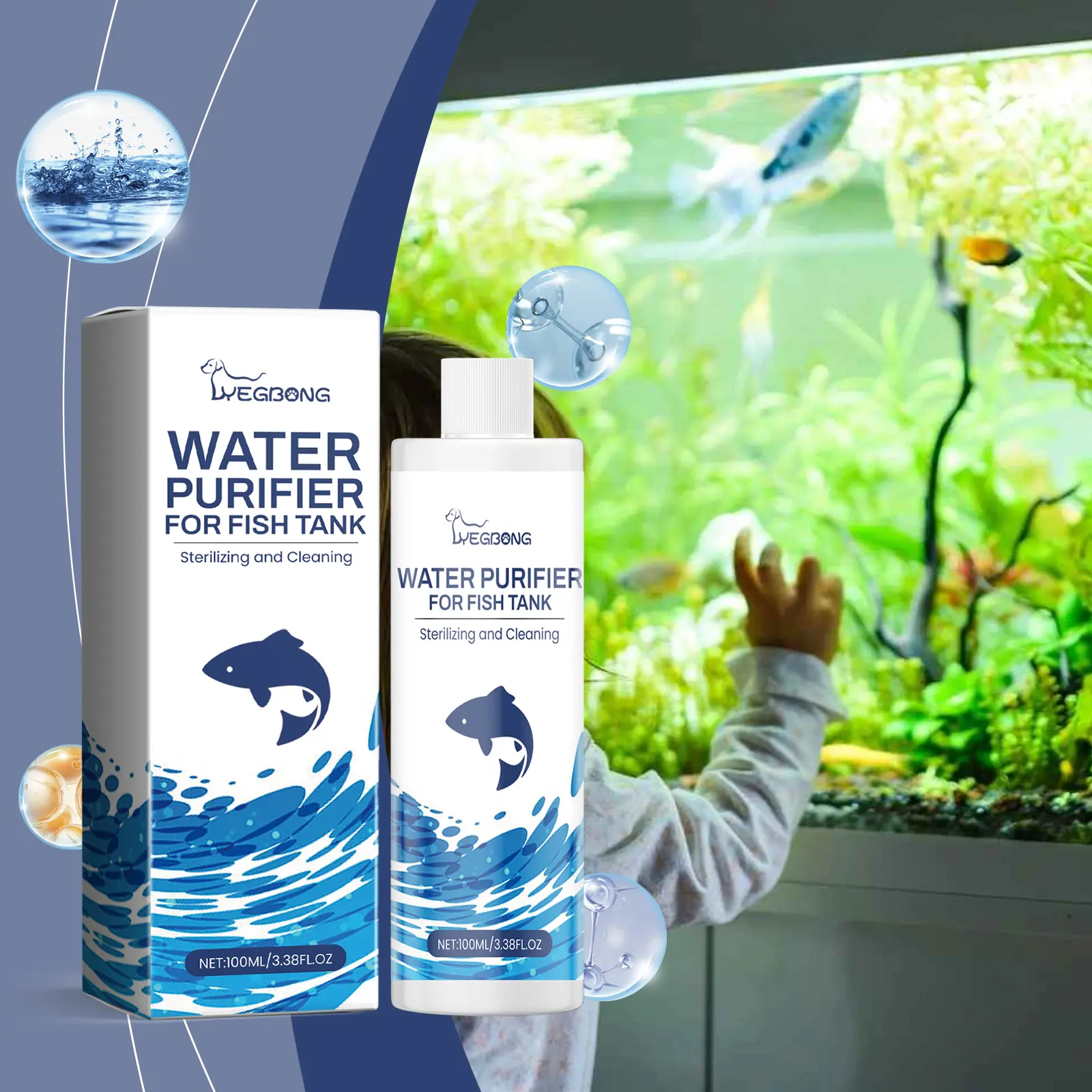 2025New model Fish Tank Water Quality Clarifying Agent, Aquarium Water Quality Clarifying Household Fish Tank Decontamination Cleaner