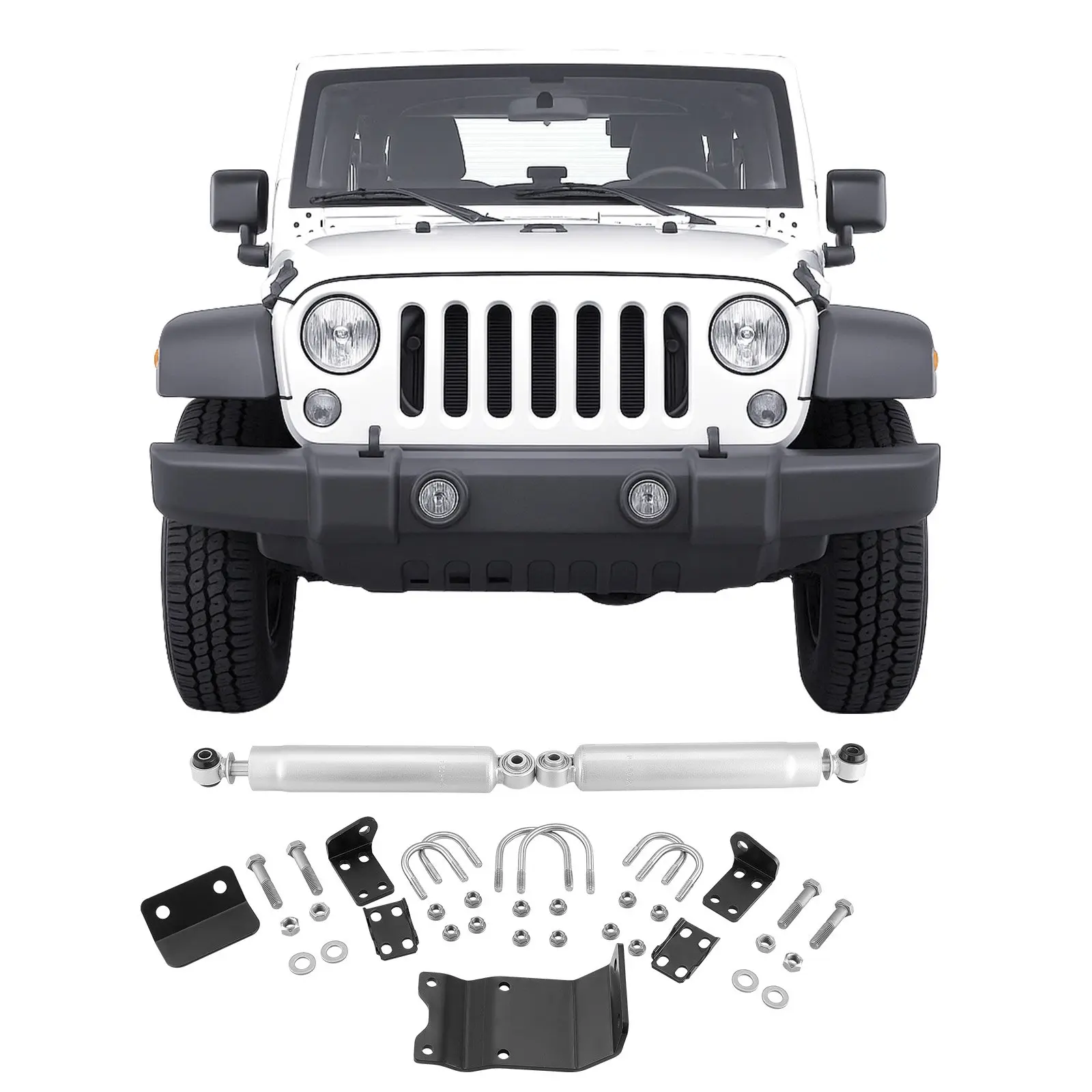 【DealsForYouDays】VEVOR Dual Steering Stabilizer, for 2007-2018 Jeep Wrangler JK, Dual Steering Stabilizer Kit Fits with 2 Inches of Suspension Lift or Higher, Enhanced Control Reduced Vibration, Easy Installation