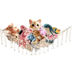 Large Stuffed Animal Storage Hammock Net, Corner Design for Organized Toys, Durable Fabric Material, Ideal for Kids' Rooms & Play Areas,Jimbo Size(XL)