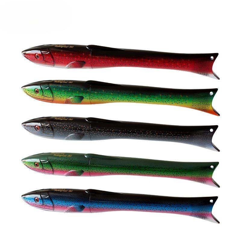 1.6M Fish-Shaped Portable Fishing Rod and Spinning Reel Combo Kit for Ice, Rock and Shore Fishing, Lightweight Travel Fishing Tackle Set With Compact Design and Smooth Casting Performance