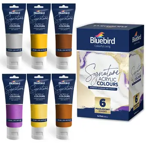 Bluebird Signature Acrylic Paint Set, Pearlescent Colors, 6-Pack 2.5 Fl Oz each, Professional Acrylic Paints For Professionals, Adults, & Artists