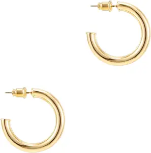 PAVOI 14K Gold Plated Hoop Earrings for Women - 3.5Mm Thick Infinity Gold Hoops Women Earrings - Plated Loop - Lightweight Set PAVOI