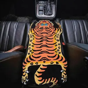 Car Center Console Armrest Cover Plush Tiger Shape Universal Fit Car Interior Dust Protection Pad, Soft Fabric Material Design