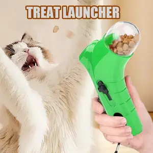 Interactive Cat Treat Shooter, Fun Handheld Feeding Toy for Cats & Small Dogs, & Design, Transparent Food Storage, Dispenser, Ideal for Training & Playtime
