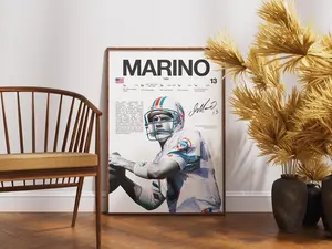 Dan Marino Poster, Football Digital, Sports Decor, Miami Dolphins Poster, Home Decor