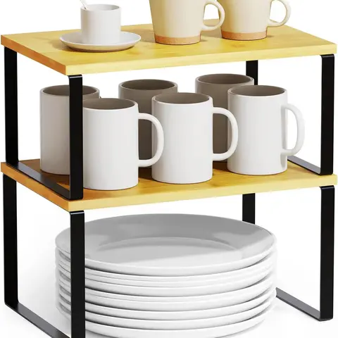 2 Pack Stackable Kitchen Cabinet Organizers Short