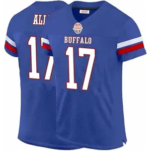 Mens Football Stitched T-Shirt for Sports Fan Blue/White