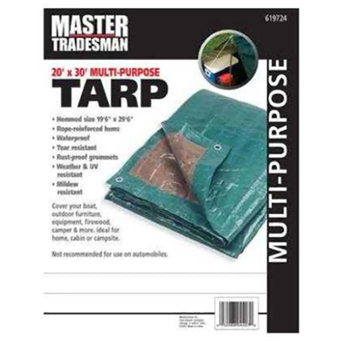 212 MAIN Master Tradesman RD UV Resistant Canopy, 20x30 ft Large Waterproof Tarp with Rope Hems, Hunter Green & Brown Furniture Cover