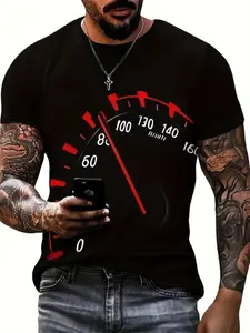 Men's Quick-Dry 3D Digital Print T-Shirt, Breathable Polyester Geometric Pattern, Fitted Short Sleeve Gym Top, Athletic Training Apparel, All-Season Wear, Active T Shirts, Activewear T Shirt, Gym Athletic Clothes