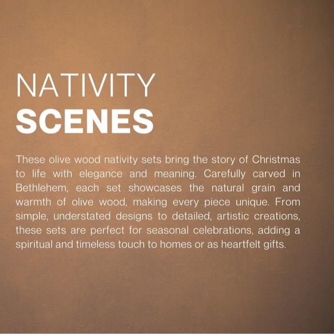 Olive Wood Nativity Scene Grotto and Church Decor Religious Handcrafted by Bethlehem Artisans 13x11CM Ornaments Wooden