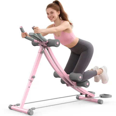 Bearbro Adjustable Core Trainer Machine with LCD Monitor, Foldable Ab Exercise Equipment for Arms, Legs and Full-Body Workout at Home
