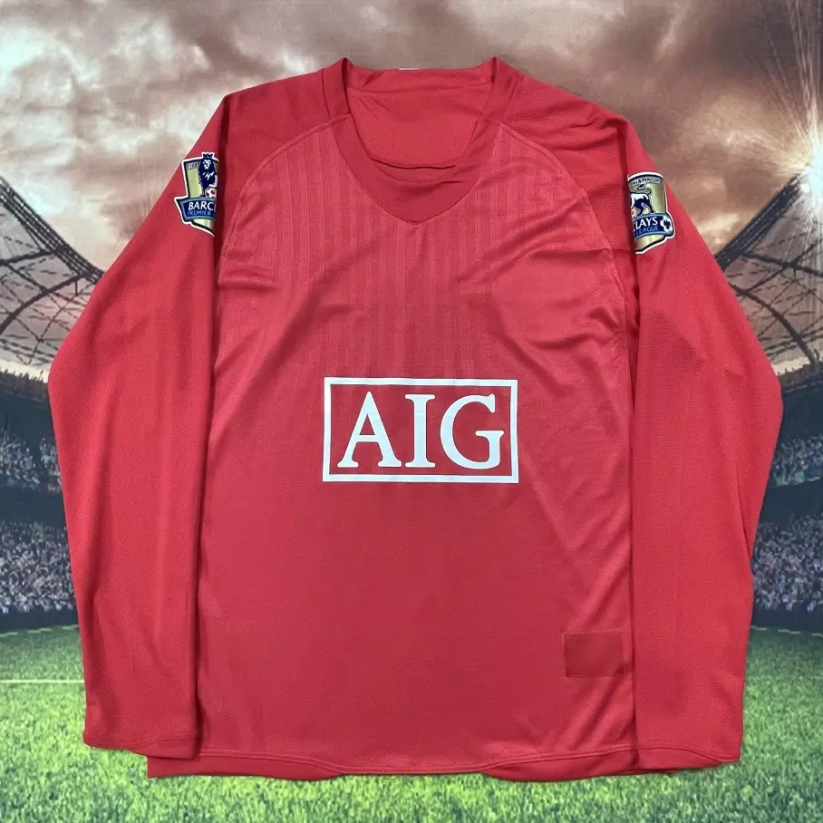 C.Ronaldo 2007-08 Home Away Red Black No.7 Long-sleeved Short-sleeved Soccer Jerseys