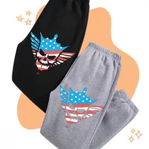 WWE Cody Rhodes Skull Logo Sweatpants - Black & Grey Cotton Fleece Unisex All-Seasons Comfortable Fit Gift Idea, Trendy Top Sweatpants, Unisex Cotton Graphic Casual Sweatpants, Gift For Fan, Men and Women, Best Gift SS